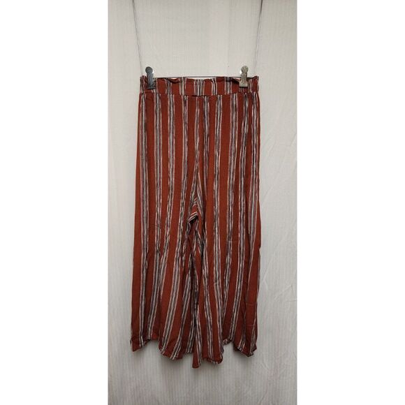 Simplee Women's Boho Flowy High Waisted Elegant Split Stripe Wide Leg Pants SM - Picture 5 of 10